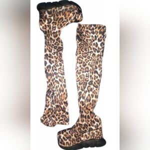 LEMON DROP "The Wild One" Leopard Print Women's Combat Boots